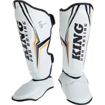 Chránič holeně pro bojový sport King Pro Boxing chrániče holení THOR - bílá/zlatá L