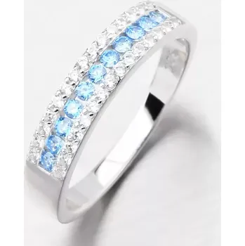 Prsten Dámský prsten stříbro 925 zirkon akvamaríny a PKL-1067 velikost 56
