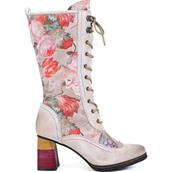 Dámské sandále Dámské květinové kozačky Laura Vita Idcano 07 Beige Velikost: 39