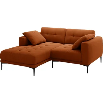 Pohovka Micadoni Terakotově oranžová sametová rohová pohovka Bemy 205 cm, levá