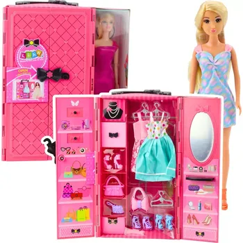 Panenka Panenka s růžovou šatní skříní a módními doplňky