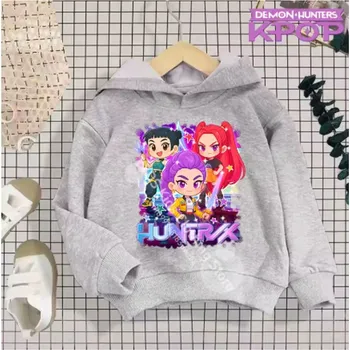 Chlapecký svetr KPop Demon Hunters (Lovkyně démonů) KPop Demon Hunters dětská mikina s potiskem (Huntrix) - mix barev Barva: šedá (21), Velikost: 130