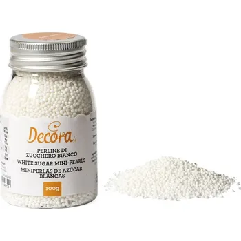 Přisada na vaření a pečení Decora, Itálie Cukrové zdobení mini perličky - máček 1,5mm bílé 100g - Decora | Skvělé pro Váš domácí dort