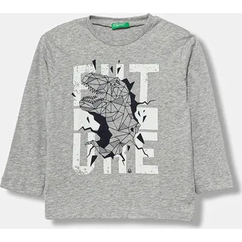 Dětské bavlněné tričko s dlouhým rukávem United Colors of Benetton šedá barva, 3JERG10K5 3JERG10K5.P.seasonal 09X, vel. 90