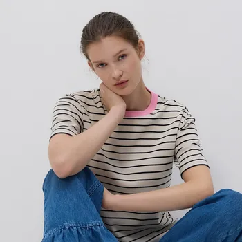 Dámské tričko Reserved - Pruhované tričko - tmavomodrá - 244HS-59X - 244HS-59X-L