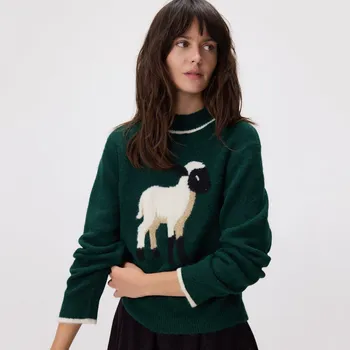 Dámský svetr Reserved - Svetr s příměsí vlny - ocelově zelená - 282HM-96X - 282HM-96X-M