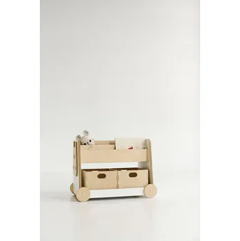 regál Dřevěný regál na kolečkách