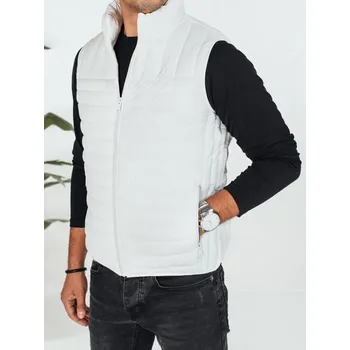 Pánská bunda Dstreet Módní bílá pánská vesta bez kapuce