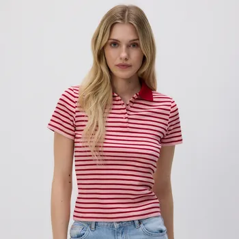 Reserved - Pruhované polo - pastelově růžová - 425GA-03X - 425GA-03X-L