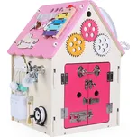 Dřevěný activity board domeček - růžový