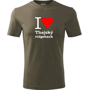 Army tričko I love Thajský ridgeback - dárek pro pejskaře - barva hnědá - velikost XXL