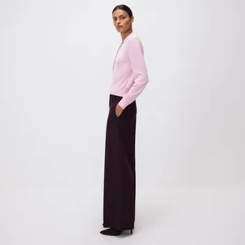 Dámské kalhoty Reserved - Kalhoty wide leg s puky - tmavě hnědá - 011HV-89X - 011HV-89X-XS