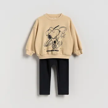 Chlapecká mikina Reserved - Bavlněná souprava Snoopy - krémová - 044FK-01X - 044FK-01X-92