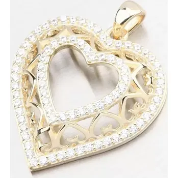 Přívěsek Dámský přívěsek stříbro 925 zirkon zlacené srdce PKL-3168