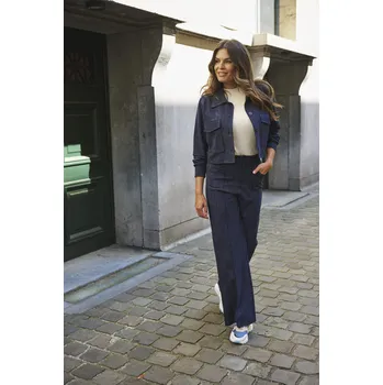 Dámské kalhoty Zoso melange kalhoty Megan tmavě modré Velikost: L