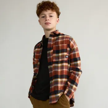 Chlapecká košile Reserved - Bavlněná kostkovaná košile - oranžová - 044FO-22X - 044FO-22X-158