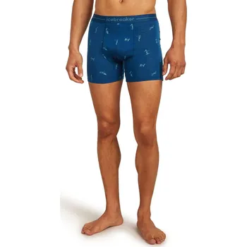 Pánské spodní prádlo Pánské merino boxerky ICEBREAKER Mens 150 Anatomica Boxers Ski Day, Atlantis/Topaz/Aop velikost: XXL