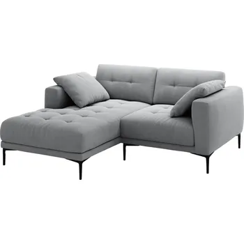 Pohovka Micadoni Šedá sametová rohová pohovka Bemy 205 cm, levá