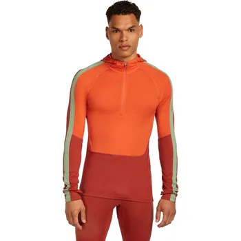 Pánské merino tričko s dlouhým rukávem ICEBREAKER Mens 200 Oasis+ LS Half Zip Hood, Agate/Fervid/Seaglass/Cb velikost: M