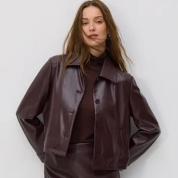 Dámský kabát Reserved - Bunda s umělé kůže - bordó - 529GG-53X - 529GG-53X-XL