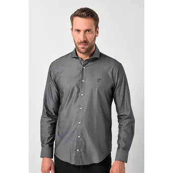 Pánská košile JP1880, Plus size Business košile JP1880, dlouhé rukávy, žraločí límeček, Modern střih, do 8XL pro plnoštíhlé nadměrná velikost, 840561100-1452, černý, 3XL, Plus size oblečení, Oblečení pro vysoké muže, Nadměrné velikosti, Oblečení pro plnoštíhlé.