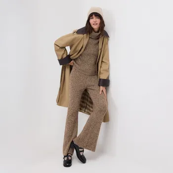 Dámské kalhoty Reserved - Vzorované zvonové kalhoty - hnědá - 286HM-88M - 286HM-88M-XS