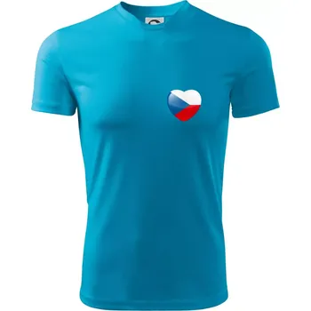 Chlapecké tričko Česká vlajka srdce - pravé prso - Dětské triko sportovní (dresovina) - 122 cm/6 let ( Světlý tyrkys )