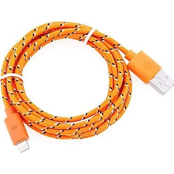 Datový kabel Synchronizační a nabíjecí kabel Lightning pro Apple iPhone / iPad / iPod - tkanička - oranžový - 1m
