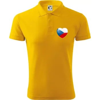 Pánská košile Česká vlajka srdce - pravé prso - Polokošile pánská Pique Polo 203 - 4XL ( Žlutá )