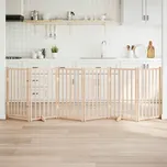 vidaXL Psí branka s dvířky, skládací, 6 panelů, 300 cm, masivní jedlové dřevo