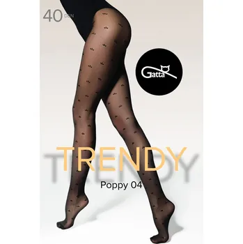 Dámské punčochy POPPY - 04 Vzorované punčocháče 40 DEN NERO 4-L