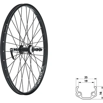 Zapletené kolo Kellys | Zapletené kolo zadní KLS WASPER FREEWHEEL V-brake R, 24", black