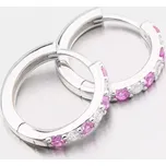 Dámské náušnice stříbro 925 zirkon kruhy s růžové kameny PKL-2276