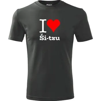 Pánská móda Grafitové tričko I love Ši-tzu - dárek pro pejskaře - barva antracit - velikost XXL