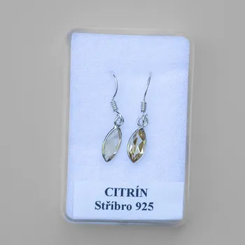 Náušnice Náušnice Citrín kapky faset, stříbro Ag 925/1000