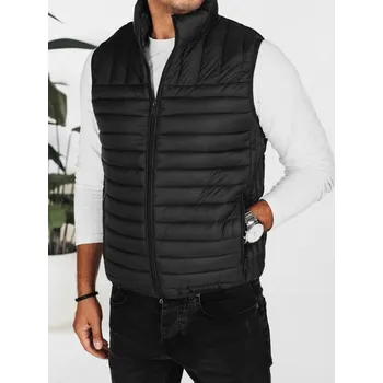 Dstreet Módní černá pánská vesta bez kapuce