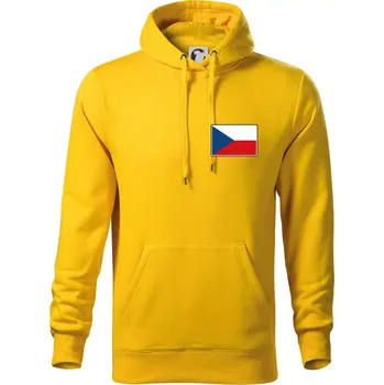Pánská mikina Česká republika - Vlajka malá - Mikina pánská Cape s kapucí - S ( Žlutá )