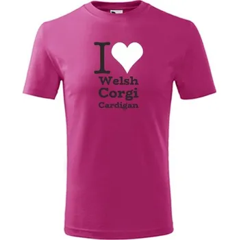 Dětská móda Purpurové dětské tričko I love Welsh Corgi Cardigan - dárek pro malého pejskaře / pejskařku - barva purpurová - velikost 12let