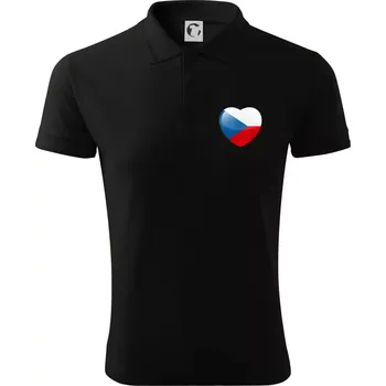 Pánská košile Česká vlajka srdce - pravé prso - Polokošile pánská Pique Polo 203 - 3XL ( Černá )