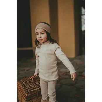 Dětské tričko s dlouhým rukávem Donsje Wonsy Shirt béžová barva, s pologolfem, 4089800 02X, vel. 104