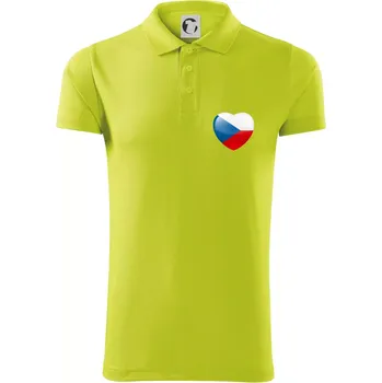 Pánská košile Česká vlajka srdce - pravé prso - Polokošile Victory sportovní (dresovina) - M ( Limetková )