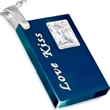 Přívěsek Přívěsek ocel destička modrá Love 29 (Šperky chirurgická ocel, přívěšky)