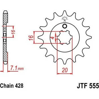 Řetězová sada pro motocykl Řetězové kolečko JT JTF 555-13 13 zubů, 428