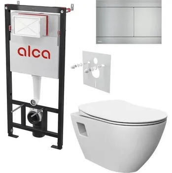 Alcadrain Set modulu do sádrokartonu, WC Urban, sedátka a tlačítka nerez FUN-INOX