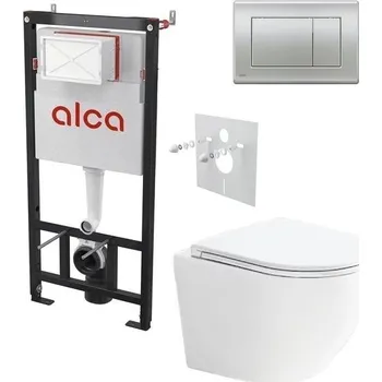 Alcadrain Set modulu do sádrokartonu, WC Urban Vort, sedátka a tlačítka chrom mat M272