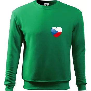 Česká vlajka srdce - pravé prso - Mikina Essential dětská - 146 cm/10 let ( Středně zelená )
