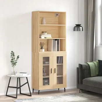 přebalovací pult a komoda Skříň highboard dub sonoma 69,5 x 34 x 180 cm kompozitní dřevo Hnědá3189336
