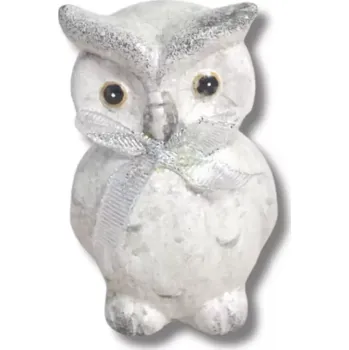 Velikonoční dekorace Dekorace - Sova sněžná s mašlí keramika 9cm