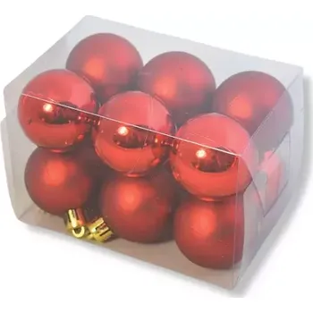 Vánoční ozdoba Dekorace - Koule vánoční 4cm, 12ks červená