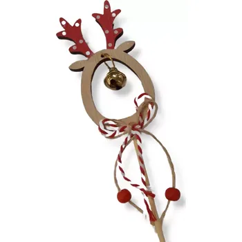 Velikonoční dekorace Dekorace - Zápich dřevo sobí hlava s rolničkou 11cm